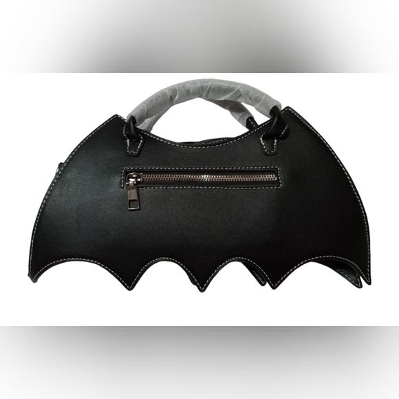 Goth Horror Themed Spider Web Bat Design Faux Leather Crossbody Purse - Picture 3 of 12